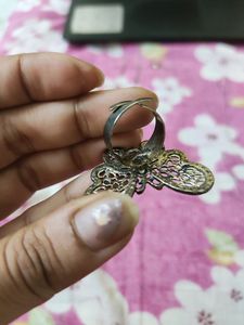 Beautiful Adjustable Oxidised Butterfly Ring