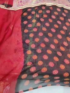 Red Floral Print Fabric Saree