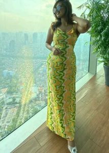 Yellow Print Maxi Dress