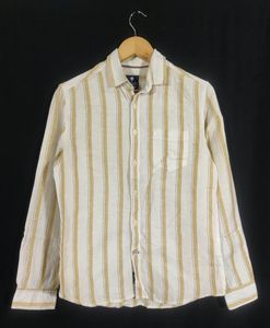 NetPlay Cream & Yellow Striped Casual Shirt (Men)