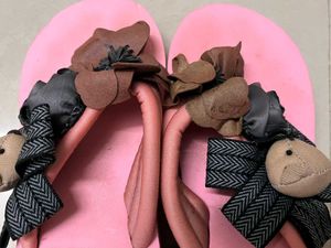 Cute Pink Embellished Flip Flops - Size 36