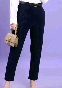 Navy Blue Cropped Trousers