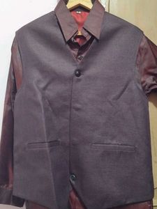 Brown Waistcoat & Shirt Set
