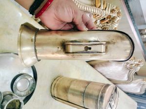 Brass Diya With Steel Thali Nd Katori