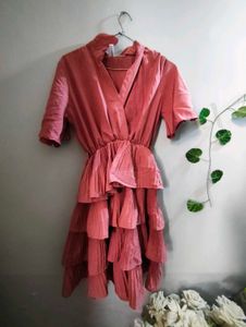 Layered Shirt Collar Flared Sleeve Fit &amp; Flare Dre