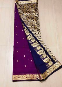 Elegant Purple &amp; Gold Saree