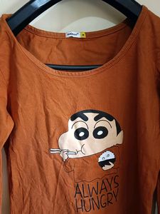 Shin-chan Always Hungry Women  Tshirt  Orange