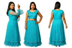 Aqua Blue Maxi Dress with Jacket