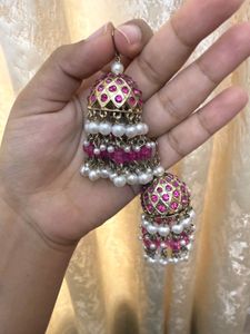 Pink Jhumka Earrings