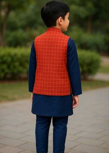 Boys' Festive Checkered Waistcoat Set