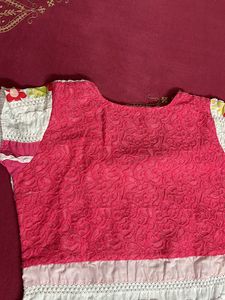 pink and white kurti