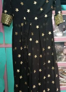 Black Dress Gold Star Embroidery Design