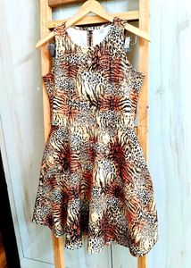 Brown Printed Dress Bust Size-28