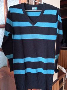 Black And Blue Stripped Long Sweater