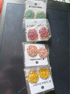 Colorful Floral Stud Earring Set