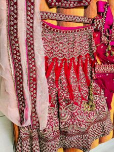 Hot Pink Heavy Embroidered Bridal Lehenga