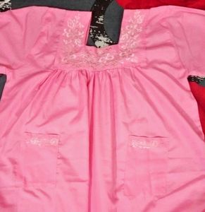 Comfortable Pink Nighty Or Home Wear