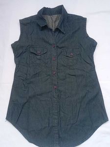 Denim Sleeveless Shirt