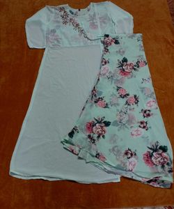 Very Beautiful Long Said Kat Kurti With Skirts
