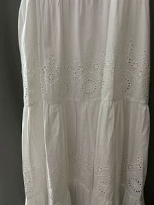 White Ethnic Embroidered Pure Cotton Dress
