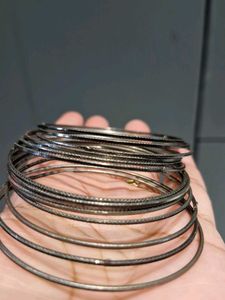 Black Metallic Bangles (Set Of 14)