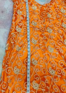 Orange Colour Mom And Baby Dress Combo