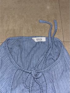 Cute Blue Tie-Front Top