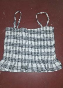 Plaid Ruffled Cropped Tank Top