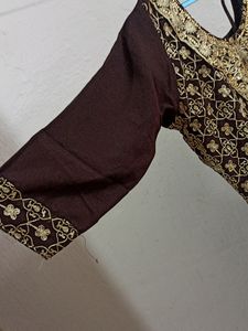 Brown Colour Embroidery Stone Work Dress