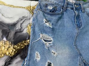 Distressed Denim Mini Skirt