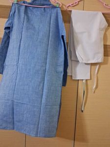 Men&#39;s Blue Linen Shirt &amp; Khaki Pants Set
