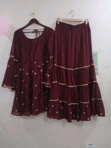 Beautiful partywear Maroon sharara Set