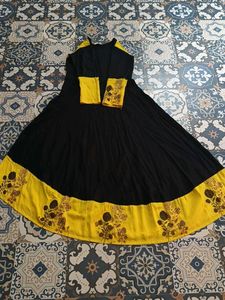 Black &amp; Yellow Embroidered Dress