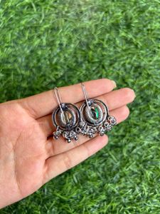 Trendy Oxidised Silver Hook Earrings