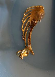 Gold Wing Ear Cuff Earrings with White Stones