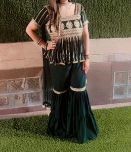 Green Embroidered Kurta Set