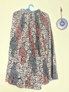 Floral Print Pleated Maxi Skirt