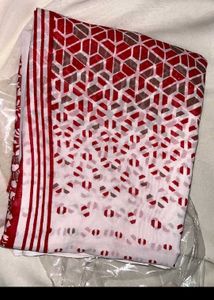 Red &amp; White Saree