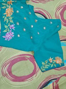 Teal Embroidered Saree
