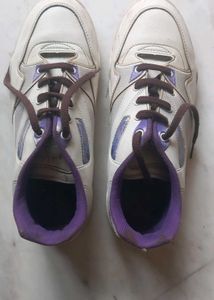 Stylish White & Purple Sneakers