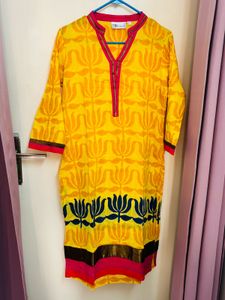 Yellow Printed Kurta