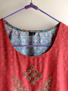 Orange 🧡 Round Neck Straight Kurta For Women