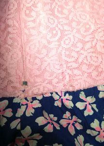 Pink Lace Floral Skirt Dress