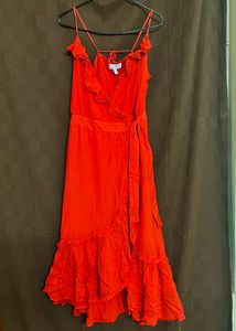 Offer✨Valentines Day Red Flounce Wrap Dres