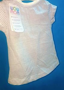 Cute WOW MOM Striped Tee