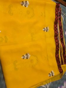 EMBROIDERD YELLOW SAREE