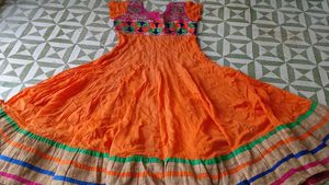 Orange Embroidered Anarkali Suit