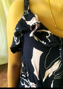Navy Floral Ruffle Neck Maxi Dress | Summer Ready
