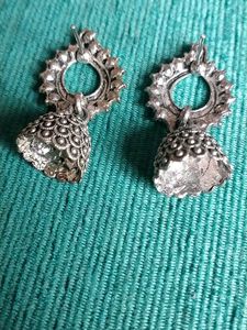 Silver Tone Jhumka Earrings