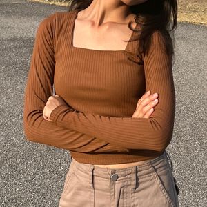 Brown U Neck Top ❤️‍🔥